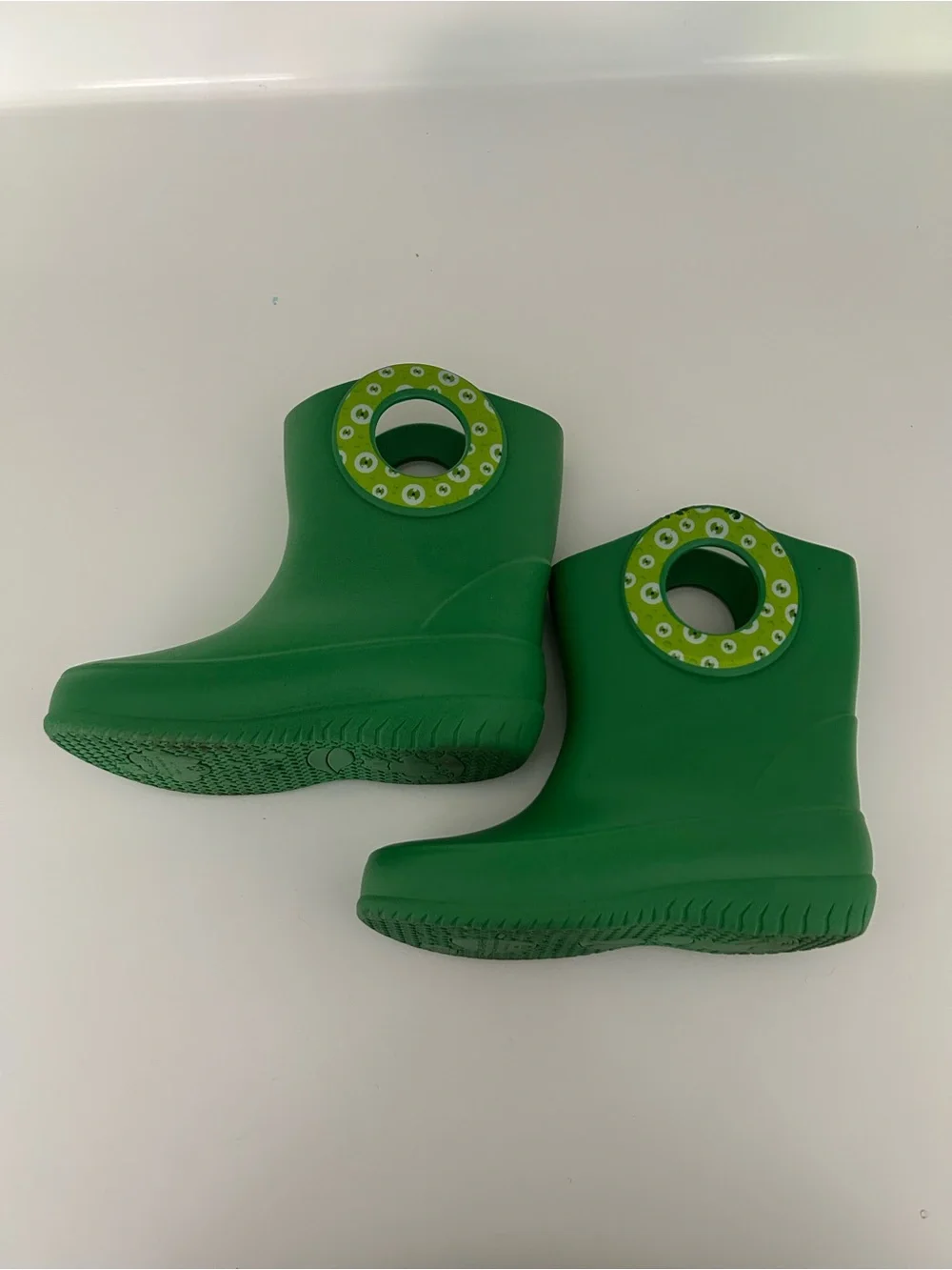 Okabashi Kendall Green Waterproof Rain Boots, Easy-Grab Handles size 12 toddler